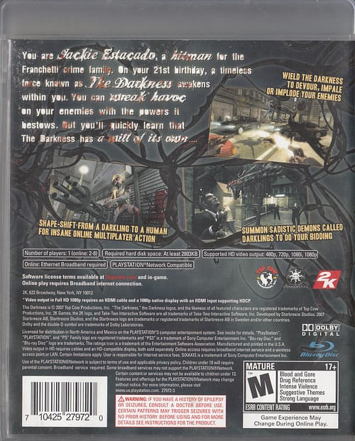 PS3 The Darkness von 2K Games - US Version in NTSC (100% uncut) – Bild 2